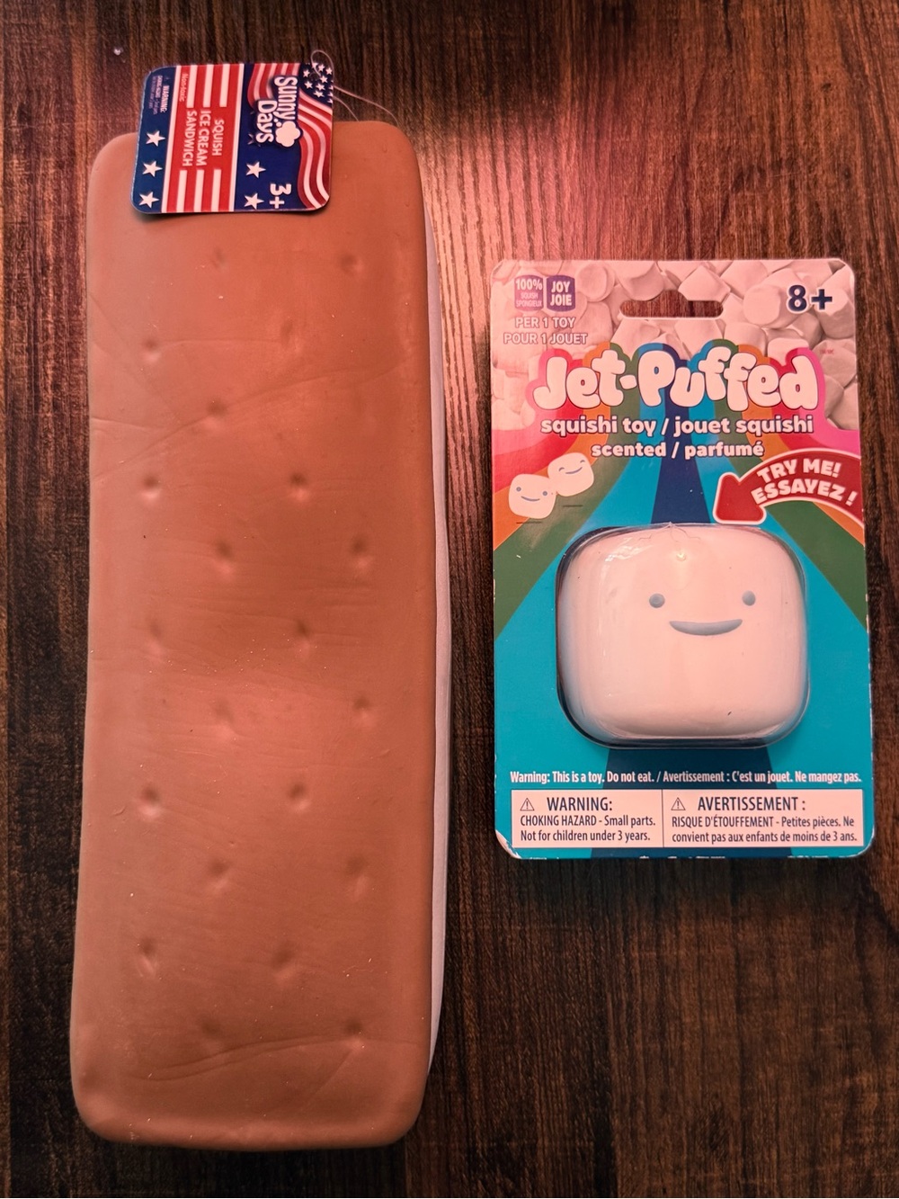 Jumbo Ice Cream Sandwich + Jet-Puffed Marshmallow Squishy 2pc Set